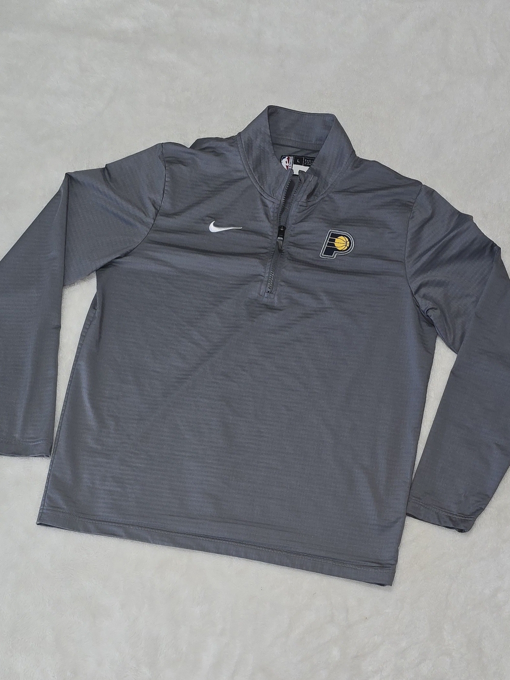 Nike Indiana Pacers Quarter Zip Pullover Jacket Mens Large Grey NBA Dri-FIT L